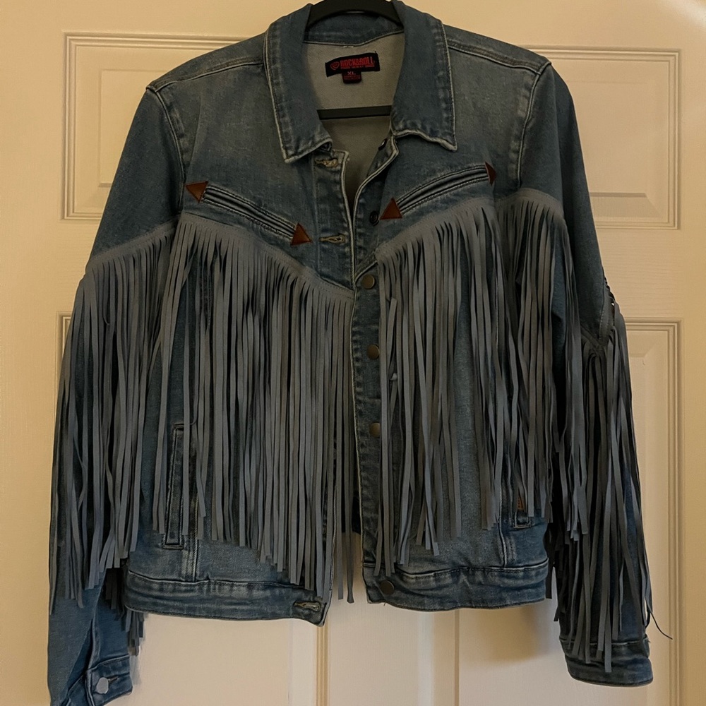 Stylish Blue Fringe Jean Jacket